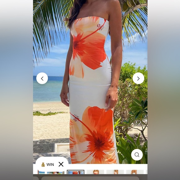 Floral print strapless, tropical flower vacation dress size XS - Picture 4 of 5